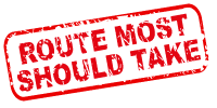 The words "route most should take" in block capitals, stamped in red ink.