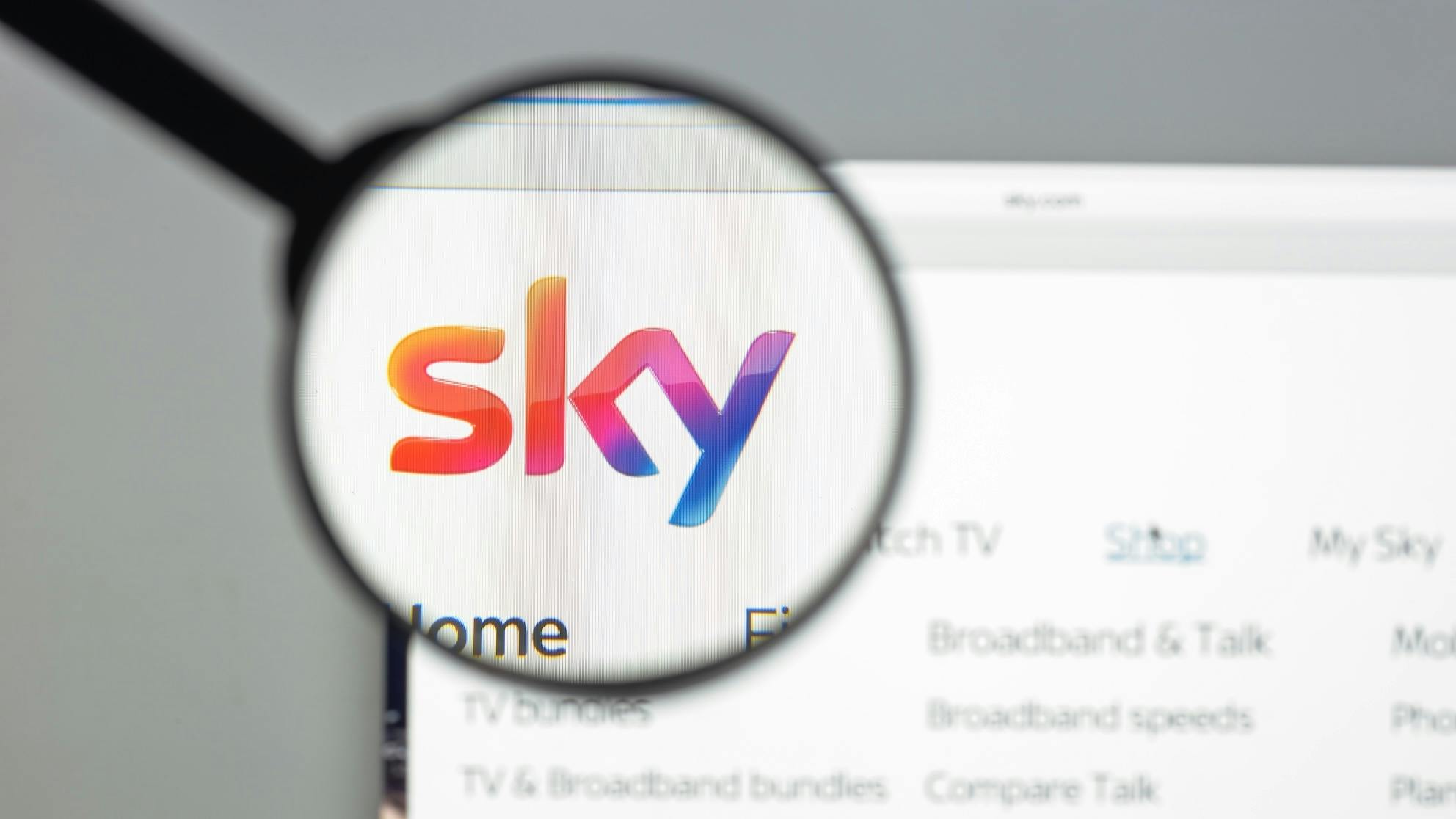 Colourful Sky word mark as shown on Sky.com