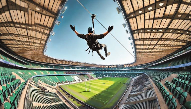 Image showing a man ziplining across Allianz stadium