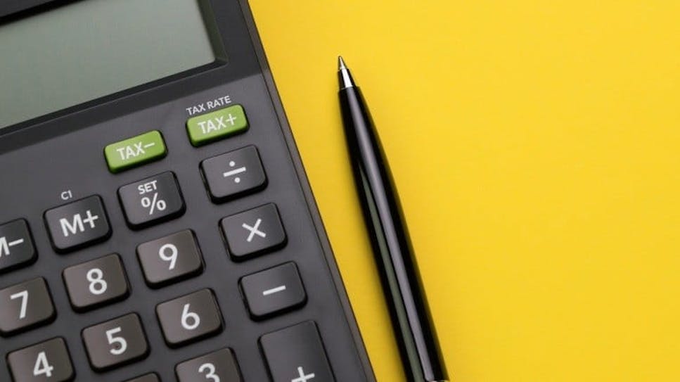 Close-up of a calculator.