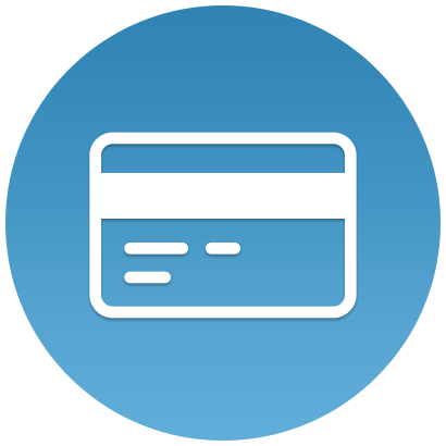 Illustration of a credit card in a blue circle