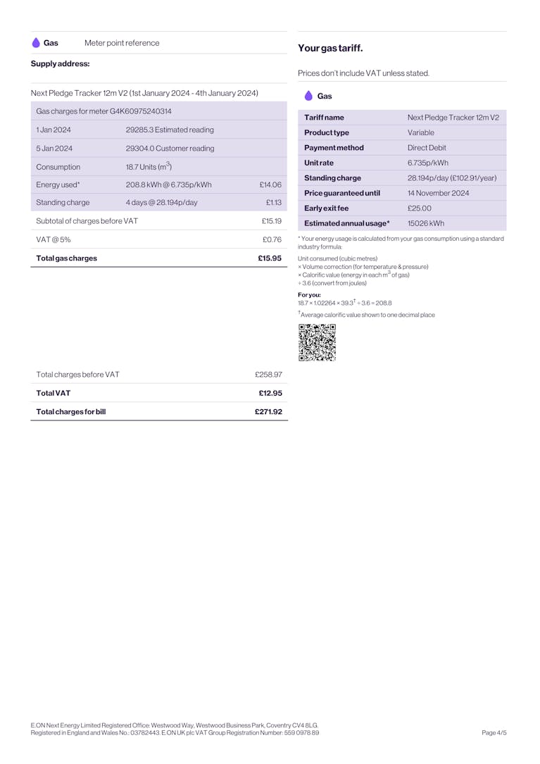 Eon Next Sample Bill