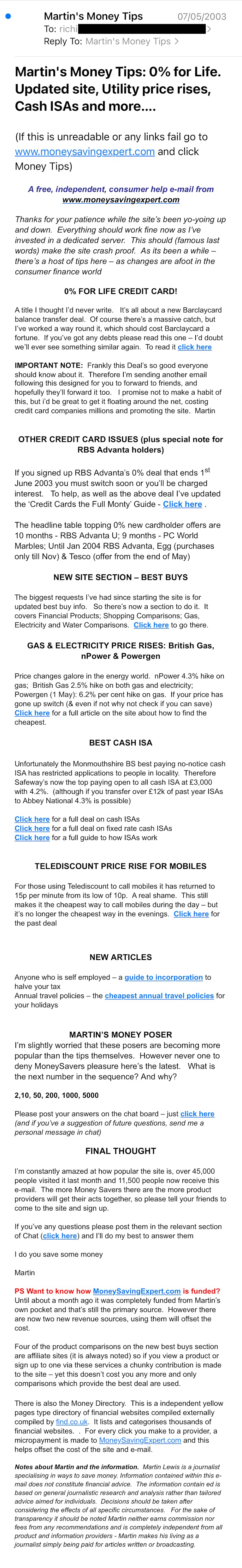 There is a plain text version of this email within a dropdown in this blog.