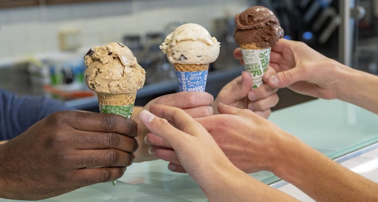 Image showing three different ice cream scoop flavours