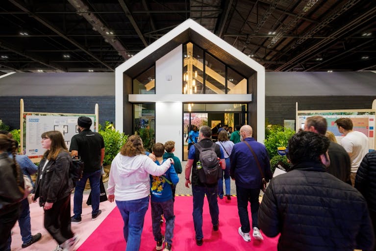 An image of people entering last year's Grand Designs Live