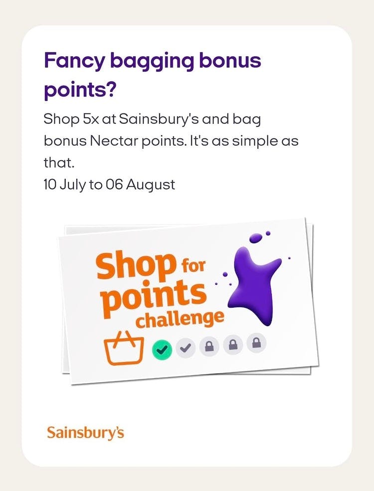 Screenshot from the Nectar app on iOS, showing a digital 'tile' with the words