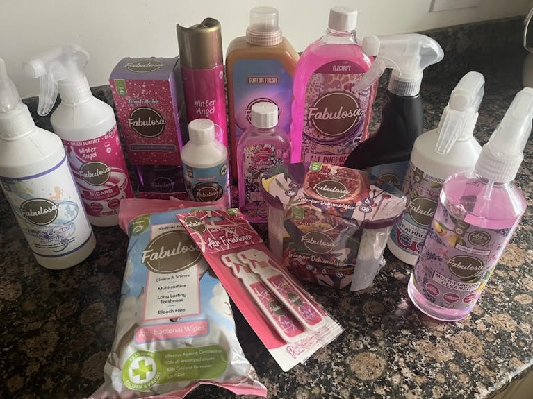 Bundle of cleaning products received as competition prize