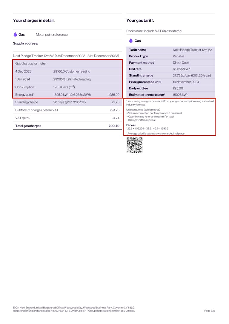 Eon Next Sample Bill