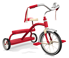 red and cream children's tricycle