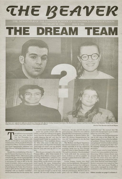 Newspaper article titled "The Dream Team".