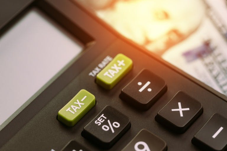 Close-up of a calculator.