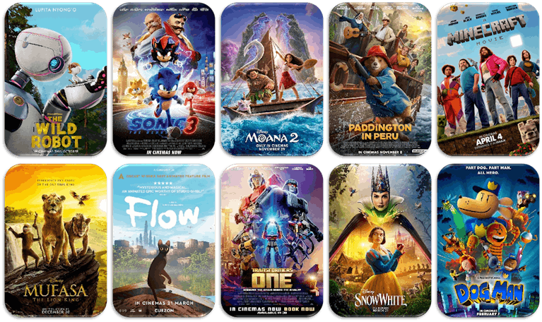 Movie posters for the films included in the offer