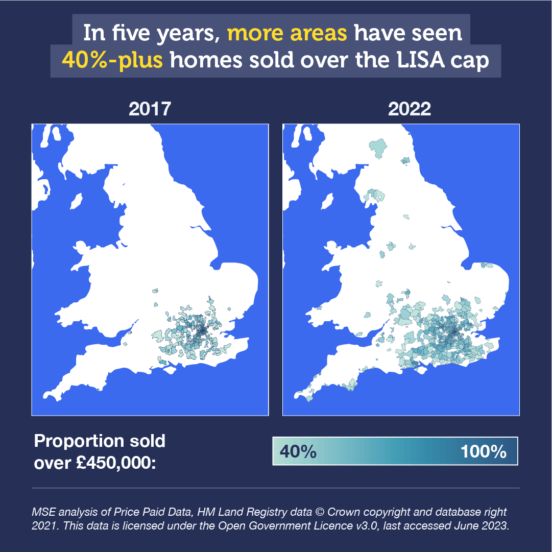 Areas with homes sold over LISA cap