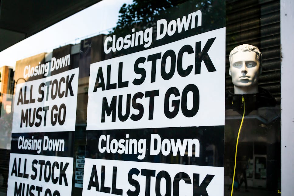 Shop signs saying