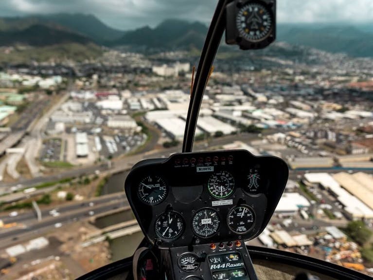 Cockpit of helicopter