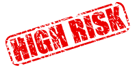 The words "high risk" in block capitals, stamped in red ink.