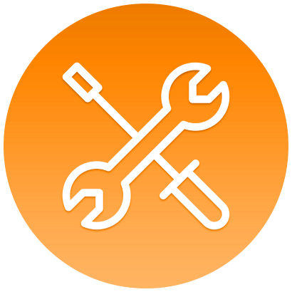 Illustration of a spanner in an orange circle