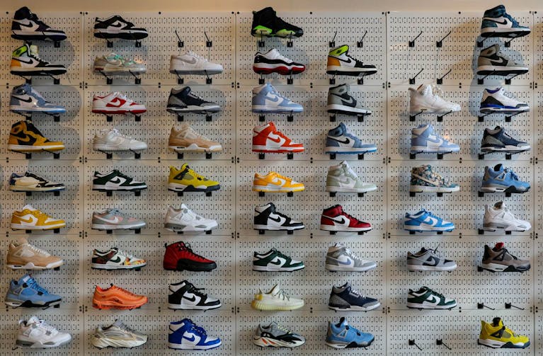 Display of shoes in shop