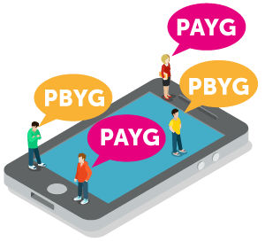 phone with PAYG and PBYG speech bubbles