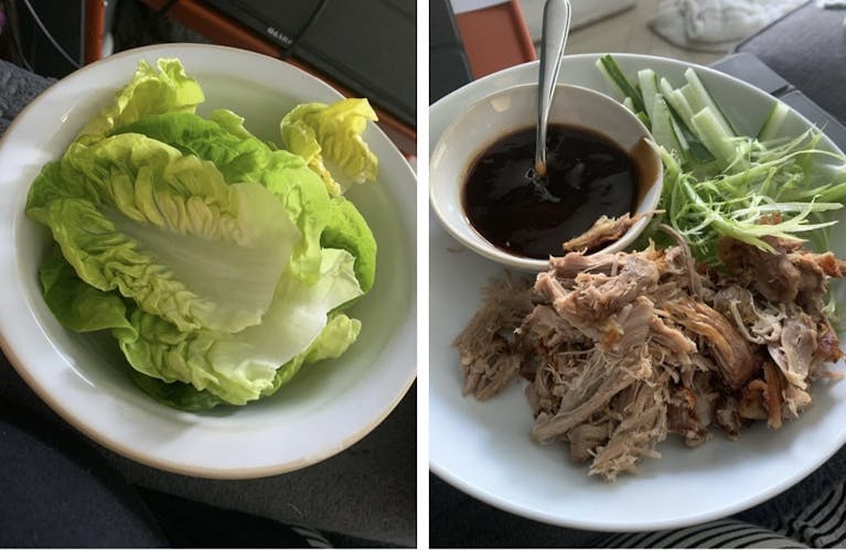 Crispy duck with lettuce wraps