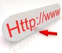 Illustrated internet search bar with the start of a web address, "http://www", and a red arrow.