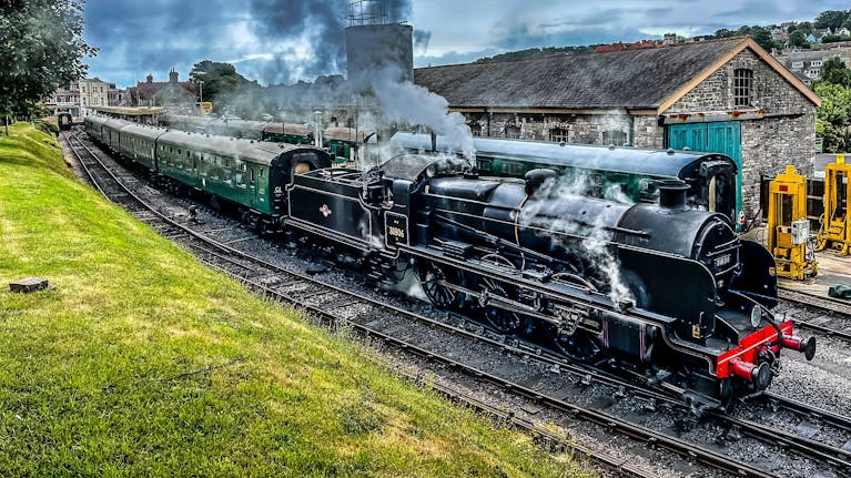 Steam train at Swanage Station in Dorset