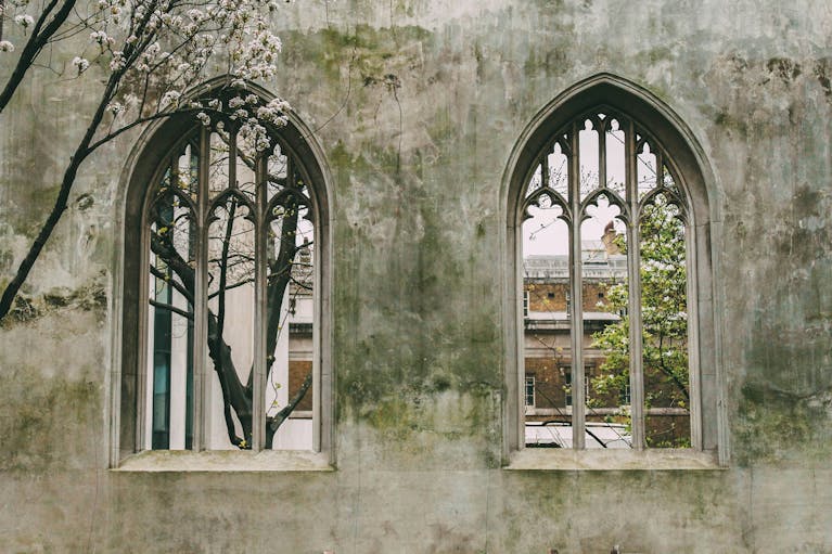 Gothic arches with garden