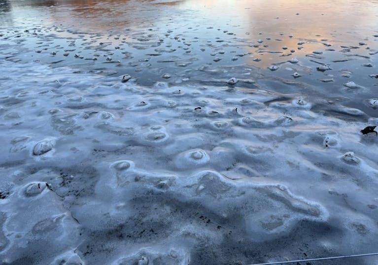 Frozen water at Loch Fyne, Scotland