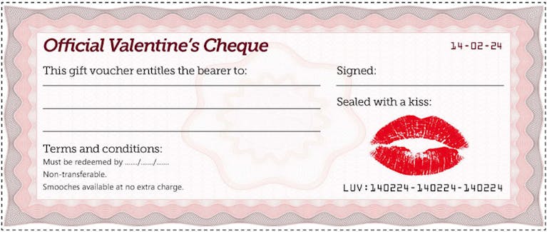 Valentines cheques